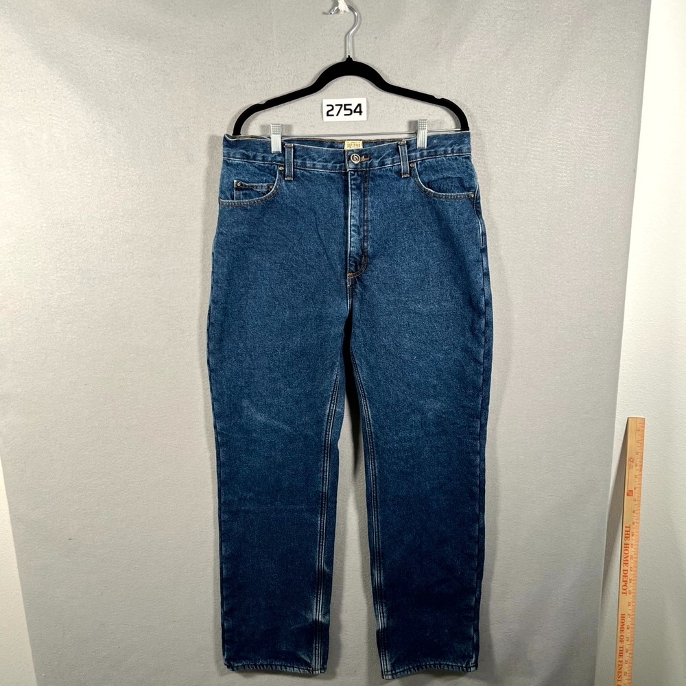 Red Head Jeans Mens 34x34 Blue Cotton Pockets Fleece Lined Straight Leg Outdoor